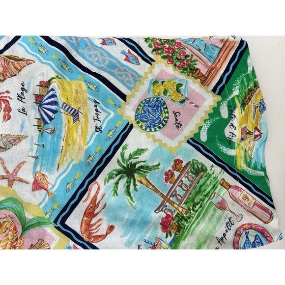 Talbots Linen Blend Colorful Lounge Pants Resort Wear Wide Leg Womens Size 2X - Picture 4 of 8